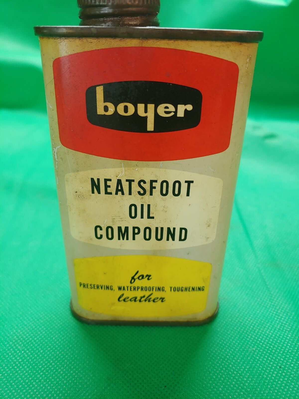 VTG Boyer Neatsfoot Oil Can Compound  Evanston IL One Half Pint. Empty