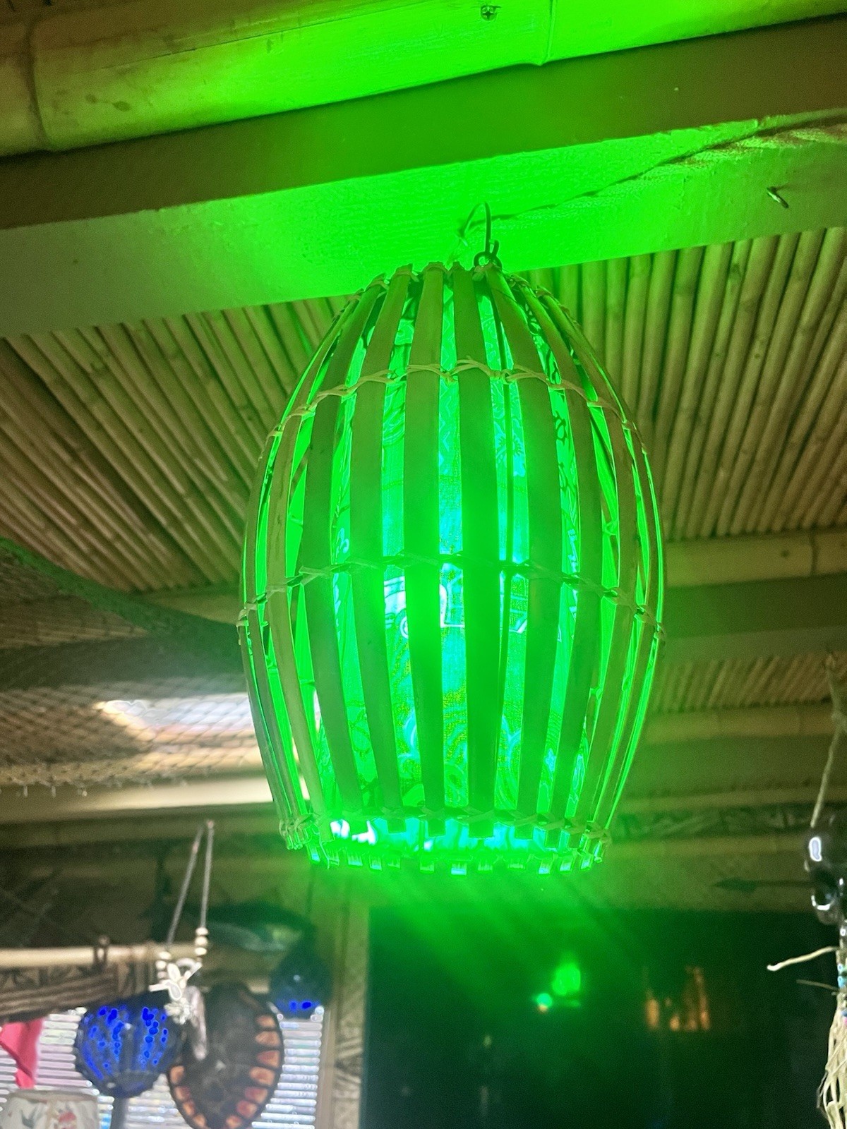 NEW Retro Rattan Lamp W/turtles and Woodies Oceanic Green Bulb T NEW Retro Rattan Lamp W/turtles and Woodies Oceanic Green Bulb T