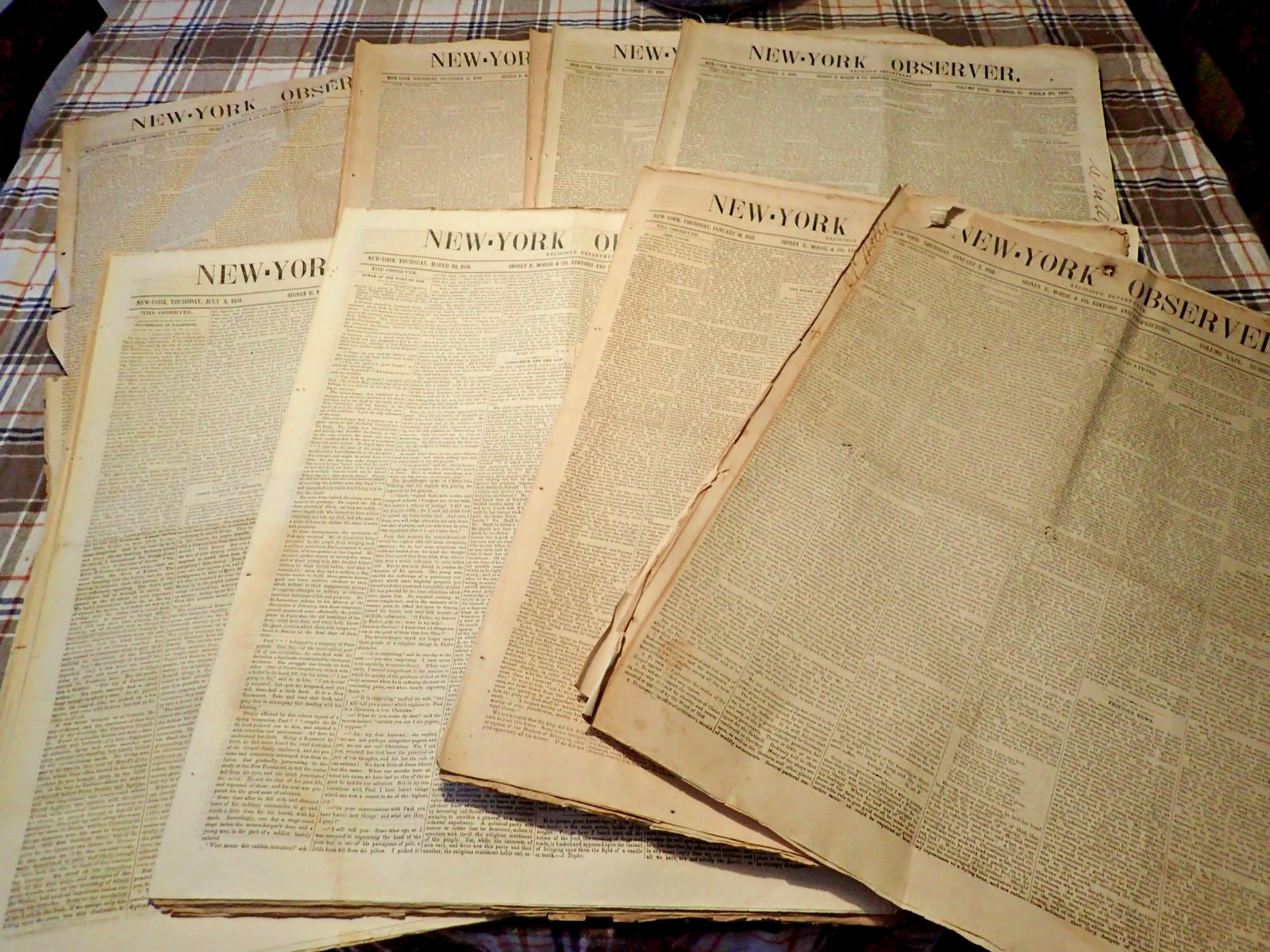 Antique Newspaper A Lot Of 50 issues 1800’s Era New York Observer papers 1851 Antique Newspaper A Lot Of 50 issues 1800’s Era New York Observer papers 1851