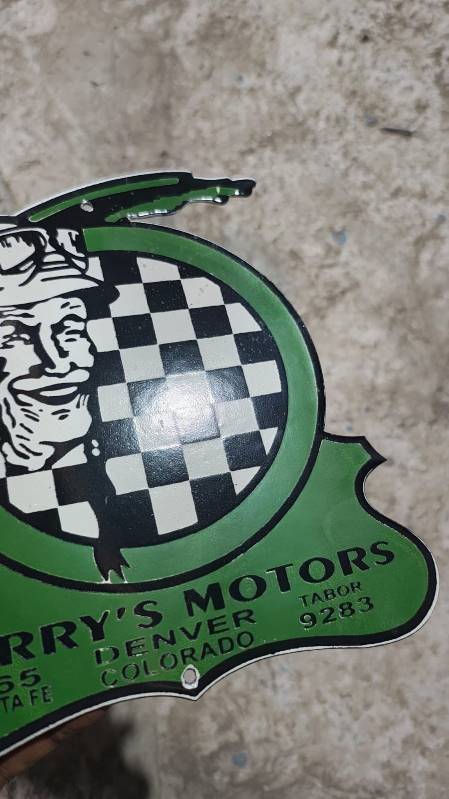 Porcelain Harry\'s Motor Oil Enamel Sign Size 8\ Porcelain Harry\'s Motor Oil Enamel Sign Size 8\