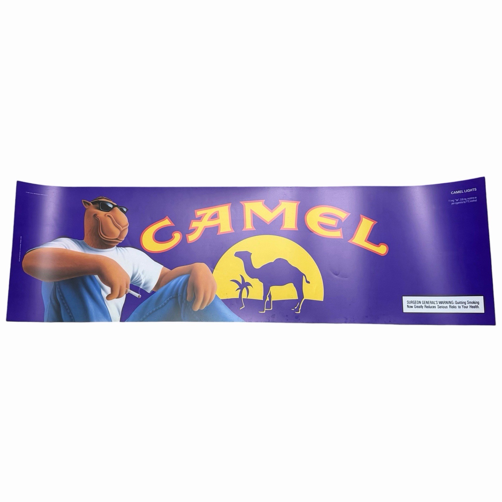 VTG Camel Cigarettes 90s Joe Camel Poster Advertisement Sign Translite L49 x W14 VTG Camel Cigarettes 90s Joe Camel Poster Advertisement Sign Translite L49 x W14