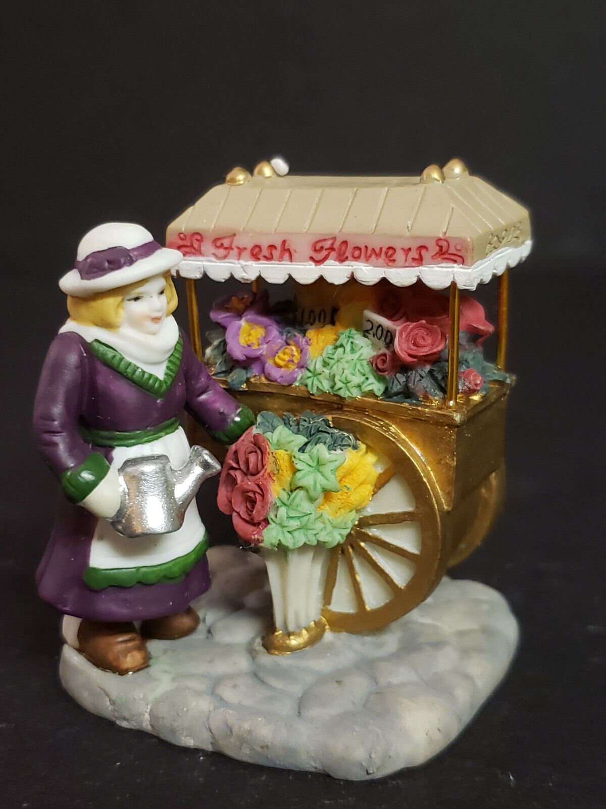 Hershey's Holiday Village Christmas Floral Cart Flower Saleswoman Vendor