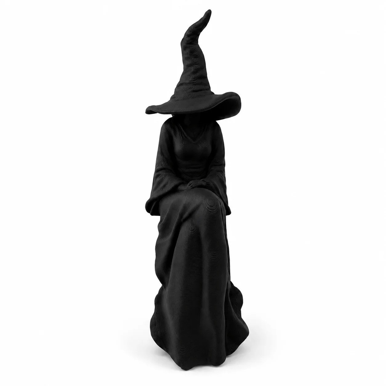 Faceless Witch Figurine Black Gothic Halloween Sitting Witch Wall Decor Home Orn