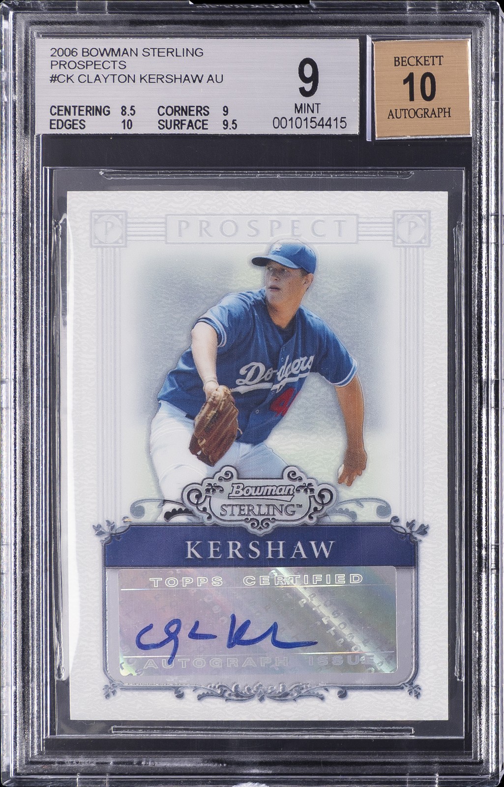 2006 BOWMAN STERLING #BSP-CK CLAYTON KERSHAW BGS 9
