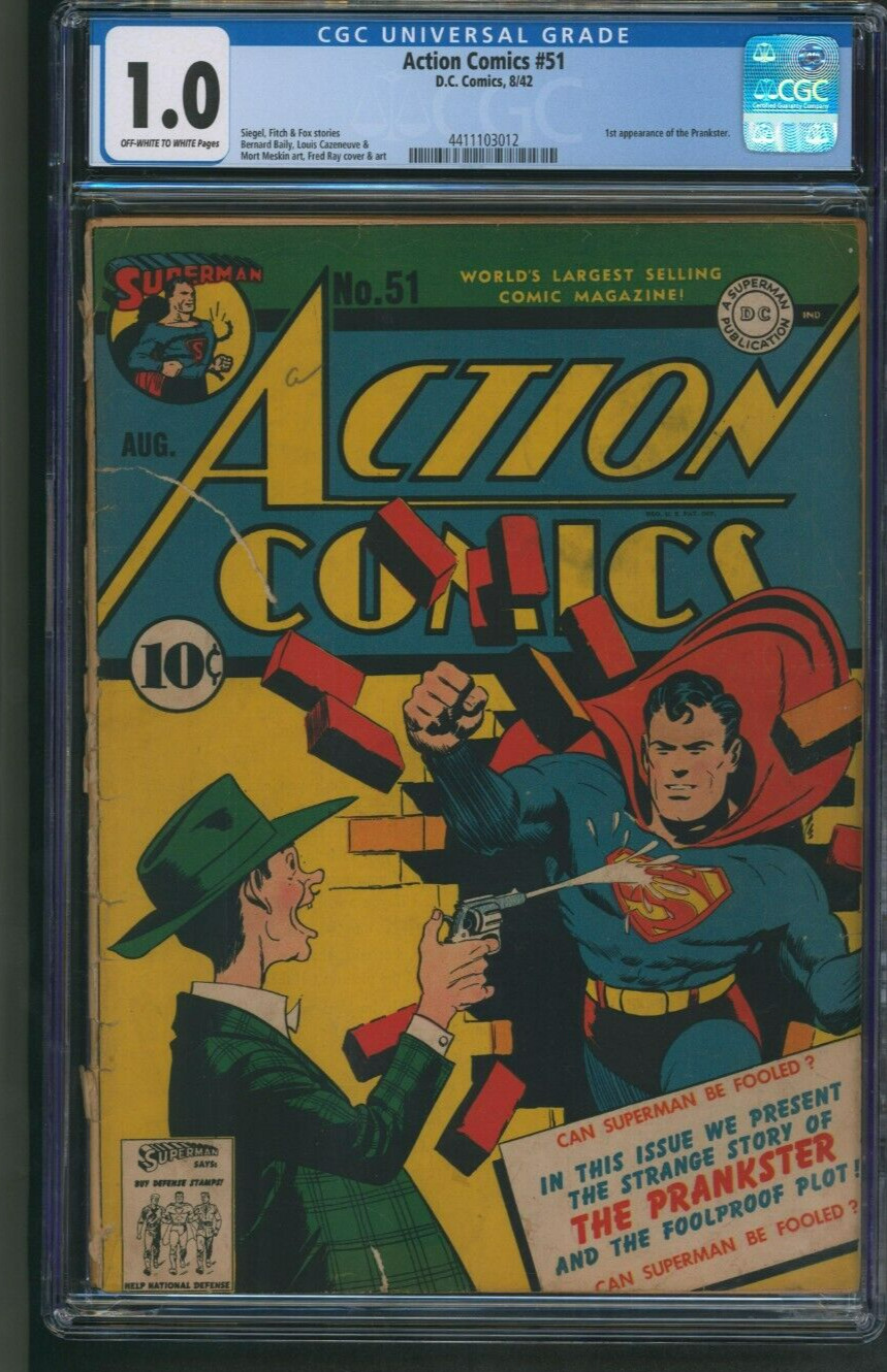 Action Comics #51 CGC 1.0 DC Comics 1942 1st Appearance The Prankster