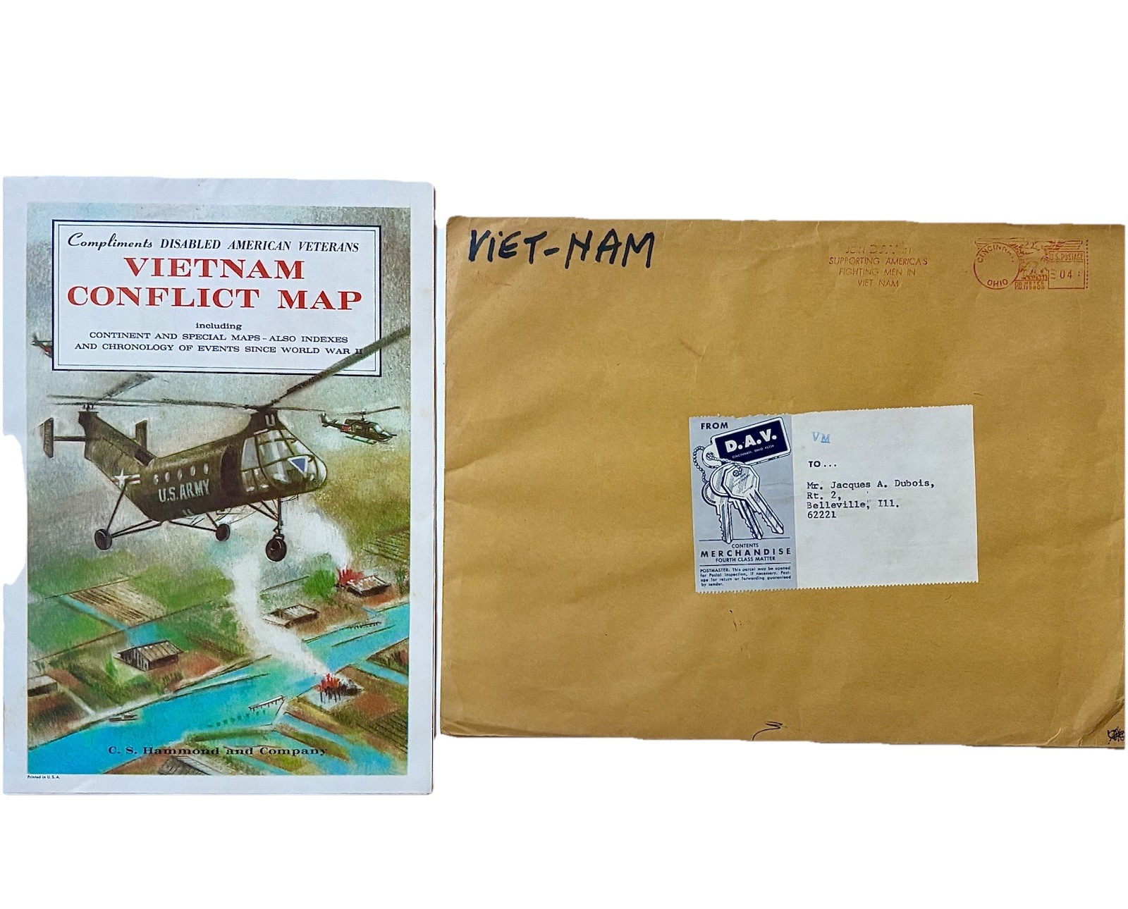 1965 Vietnam War Conflict Map C.S. Hammond Co. Special Maps Chronology Asia Vint