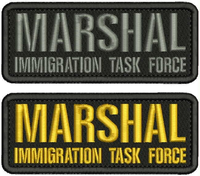 MARSHAL I T F embroidery patch 5x2'' hook on back GRAY GOLD ON BLACK MARSHAL I T F embroidery patch 5x2'' hook on back GRAY GOLD ON BLACK