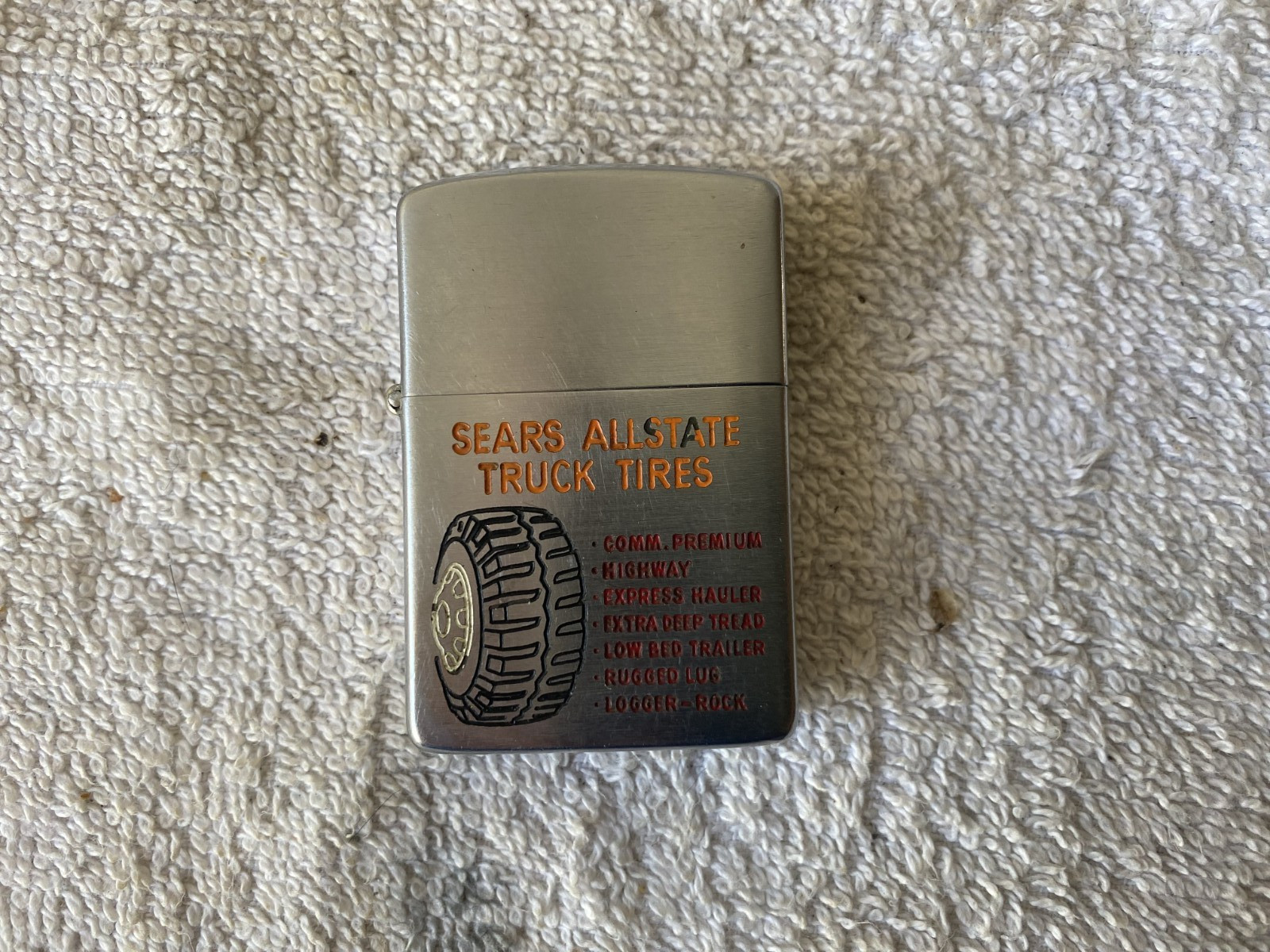 Vintage Sears Allstate Truck Tires - Zippo PAT PEND 2517191 NOT STELL CASE Vintage Sears Allstate Truck Tires - Zippo PAT PEND 2517191 NOT STELL CASE