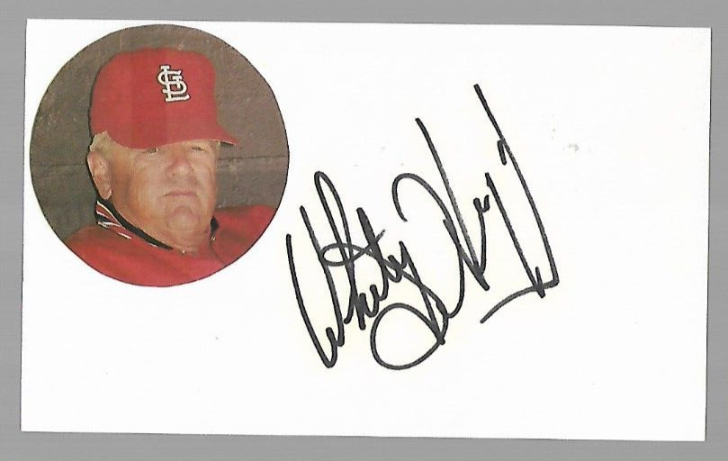 (1) Whitey Herzog Signed Autographed AUTO 3x5 Index Card St Louis Cardinals HOF