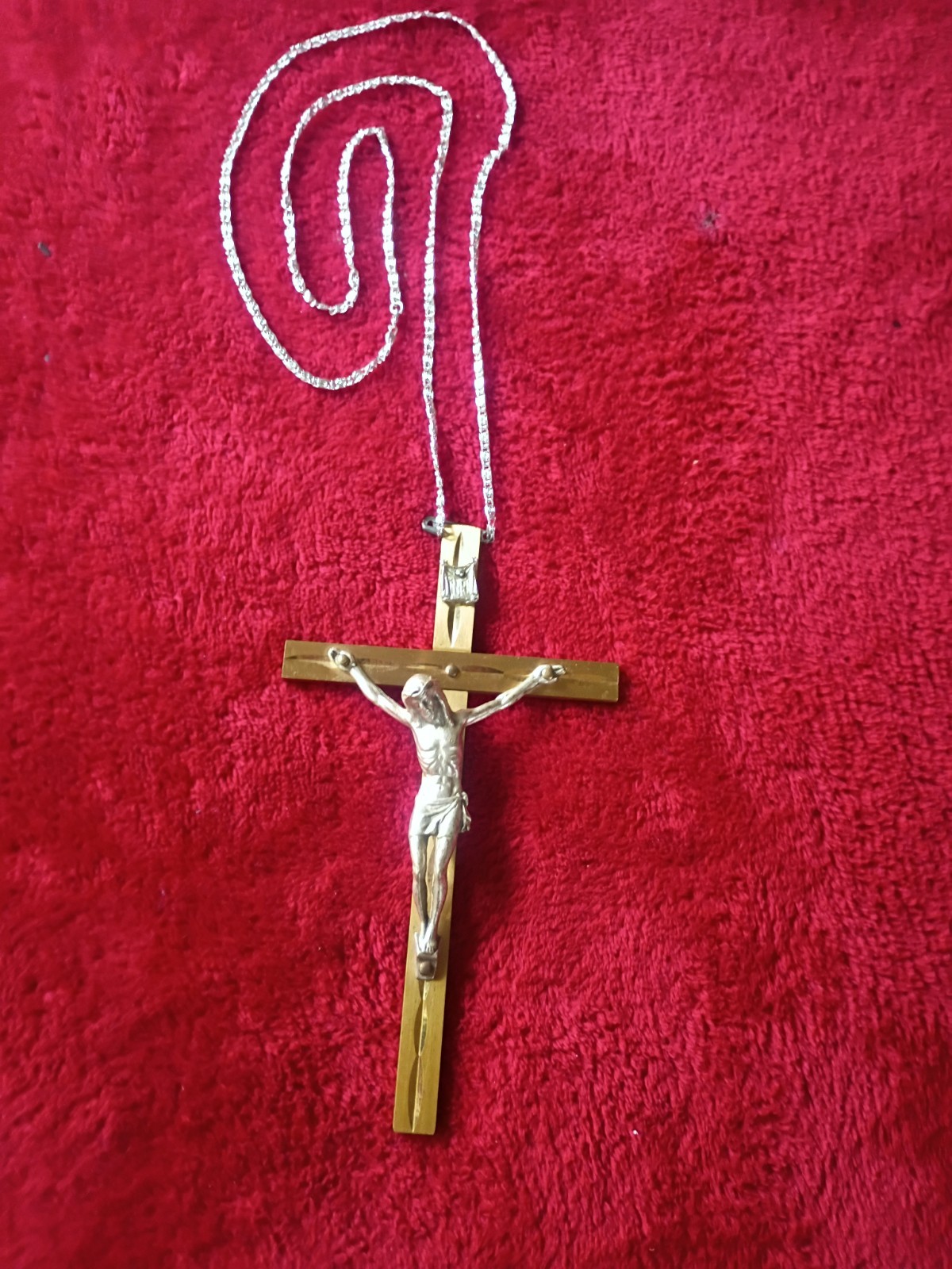 Vintage Brass Crucifix Wall Cross with Silver Tone Metal Jesus Figure INRI 6 Vintage Brass Crucifix Wall Cross with Silver Tone Metal Jesus Figure INRI 6