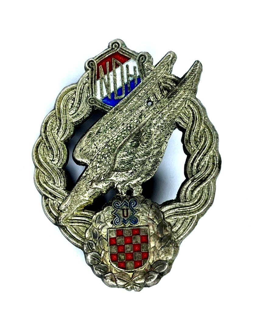 Original WWII NDH Croatia Parachutist Badge Jump Wings Airborne 1941-45