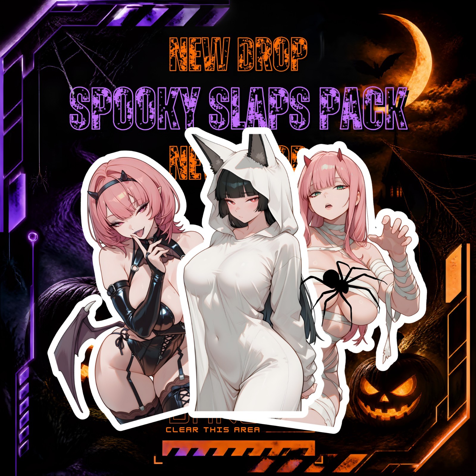 Spooky Slaps Pack | Halloweem Anime Girl Waifu Sticker Decal Glossy Spooky Slaps Pack | Halloweem Anime Girl Waifu Sticker Decal Glossy
