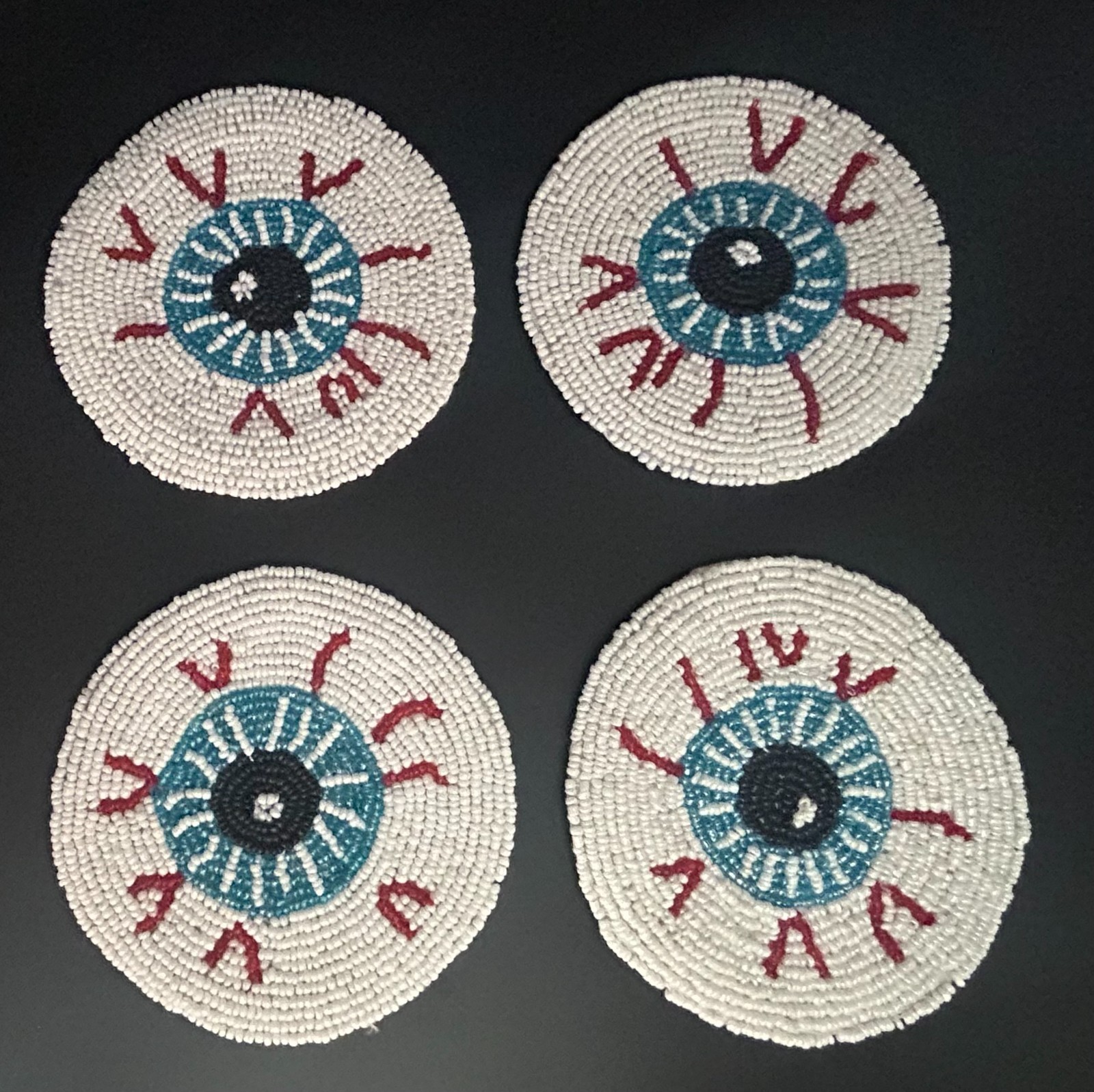 4 Department 56 Halloween Beaded Eyeball Blood Shot Coasters 4 Department 56 Halloween Beaded Eyeball Blood Shot Coasters
