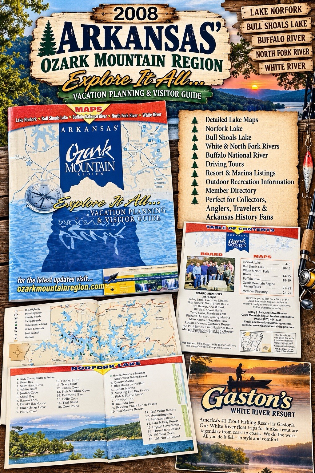 2008 Arkansas Ozark Mountain Region Map Guide Bull Shoals Norfork Buffalo River