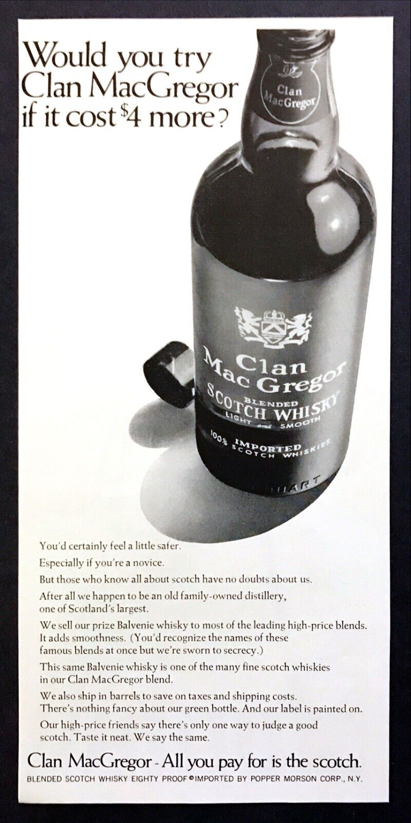 1966 Clan MacGregor Scotch Whisky Bottle photo \