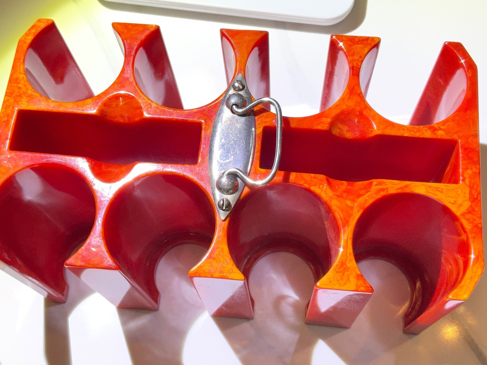 BEAUTIFULLY MARBLED BAKELITE POKER CHIP CADDY———-SEE PICTURES & VIDEO BEAUTIFULLY MARBLED BAKELITE POKER CHIP CADDY———-SEE PICTURES & VIDEO