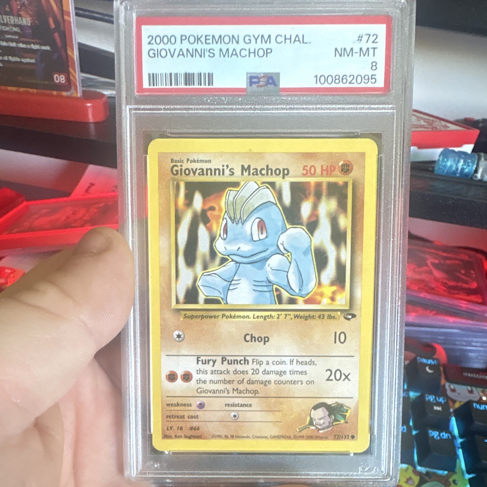 Pokémon Gym Challenge Giovanni's Machop #72 PSA 8 2000 English WotC Pokémon Gym Challenge Giovanni's Machop #72 PSA 8 2000 English WotC