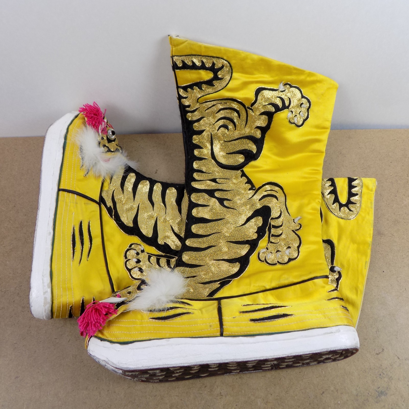 Pair of Vintage Chinese Opera Theater Tiger Shoes Boots 10.5\ Pair of Vintage Chinese Opera Theater Tiger Shoes Boots 10.5\