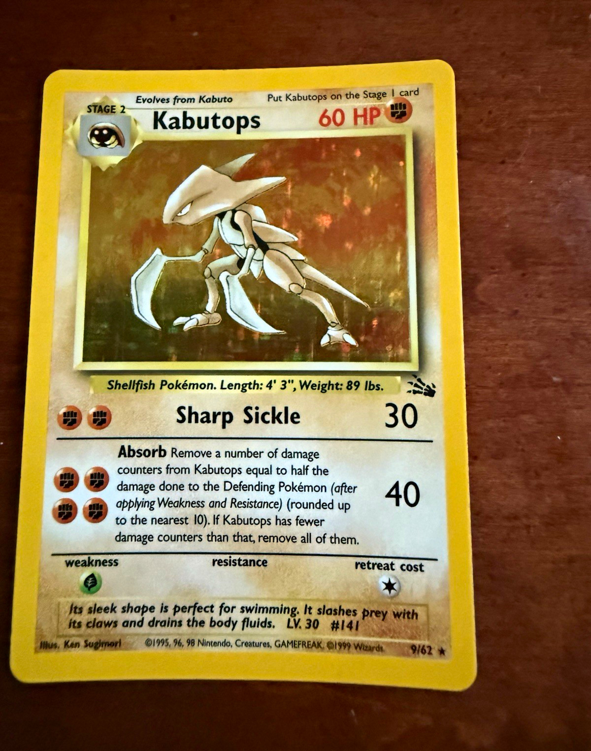 Pokémon Fossil Kabutops 9/62 Holo MP