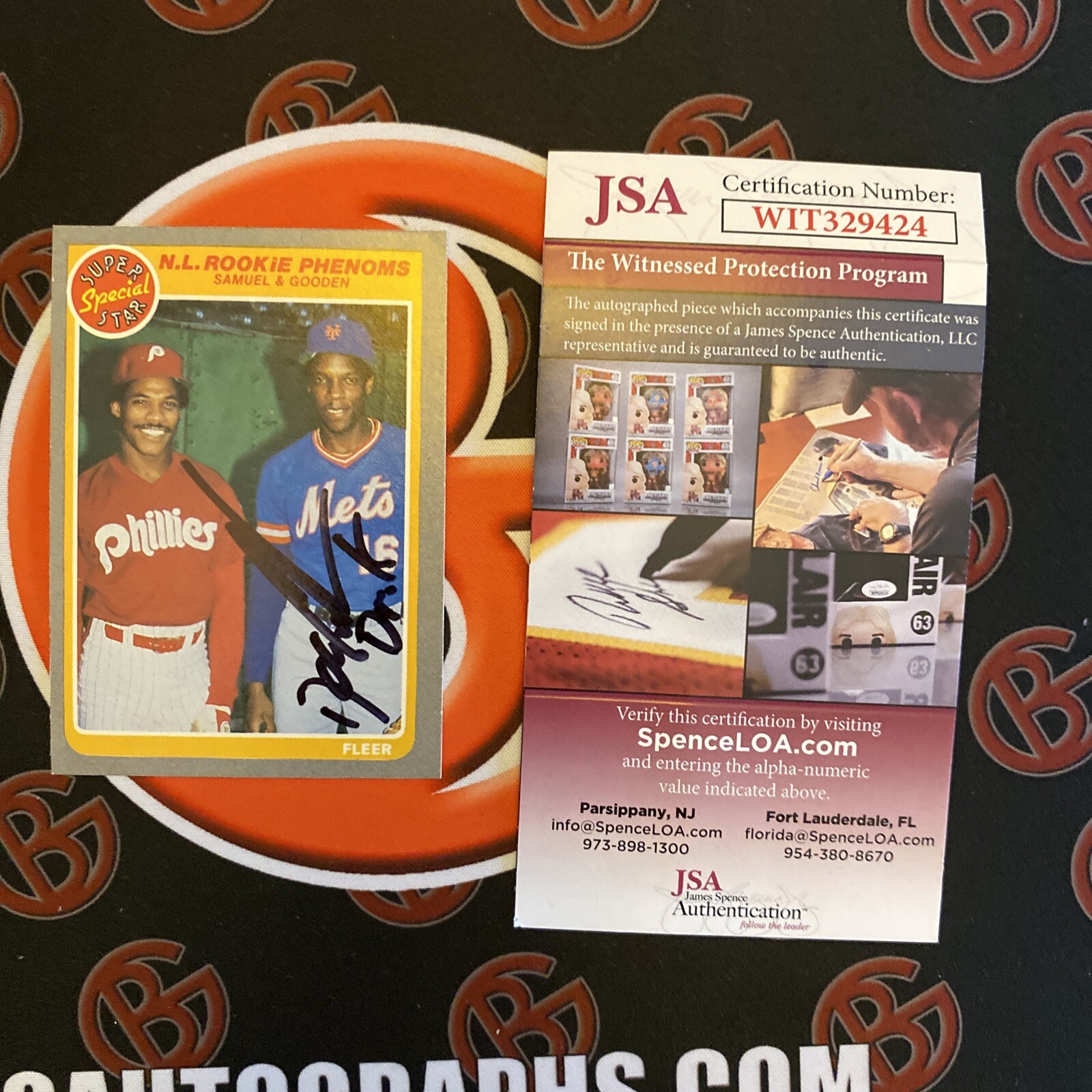 1985 Fleer #634 NL Rookie Phenoms Juan Samuel & Doc Gooden Auto JSA Autograph 1985 Fleer #634 NL Rookie Phenoms Juan Samuel & Doc Gooden Auto JSA Autograph