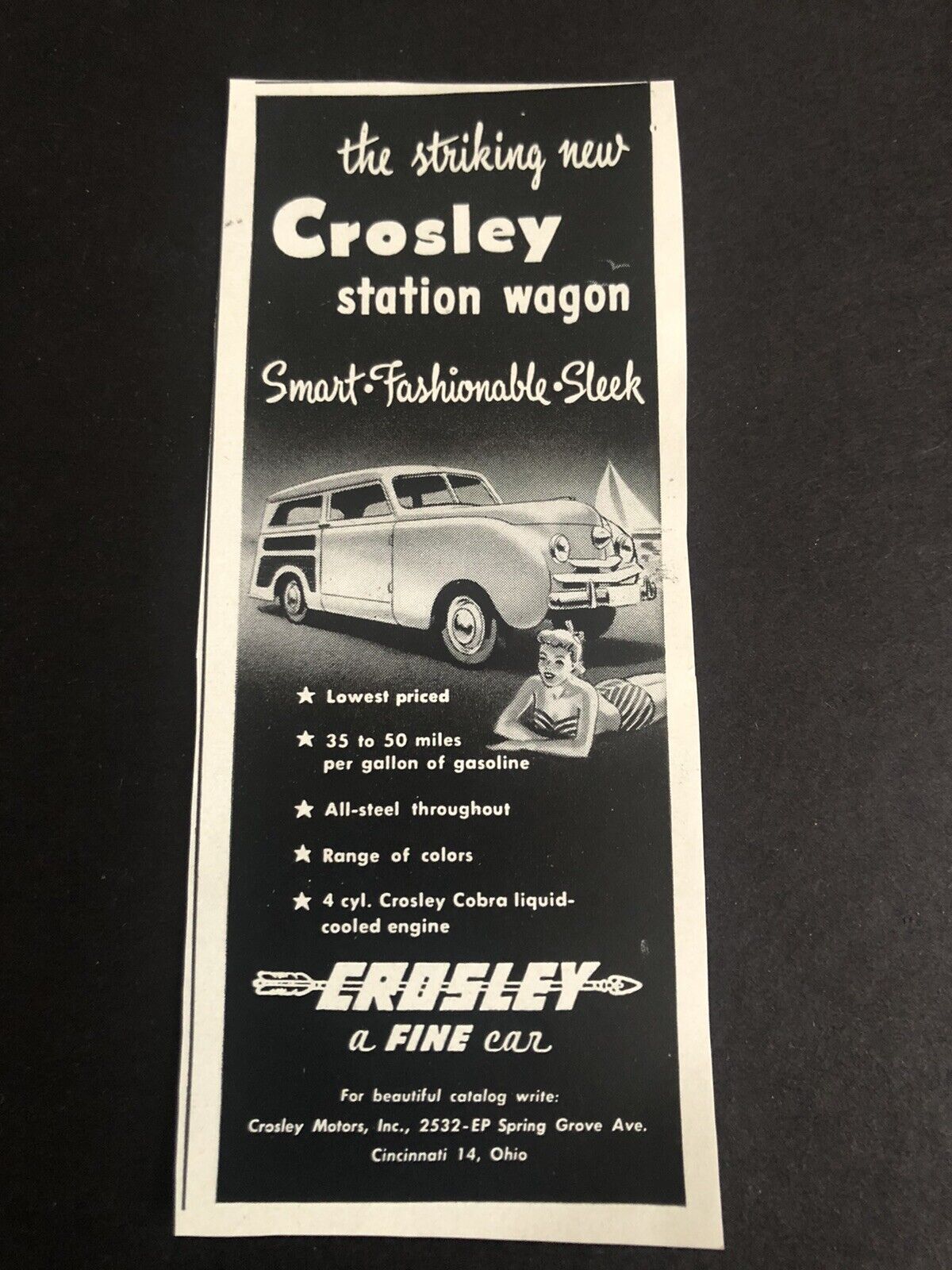 1940’s Crosley Station Wagon Car Automobile Ohio Co Magazine Print Ad