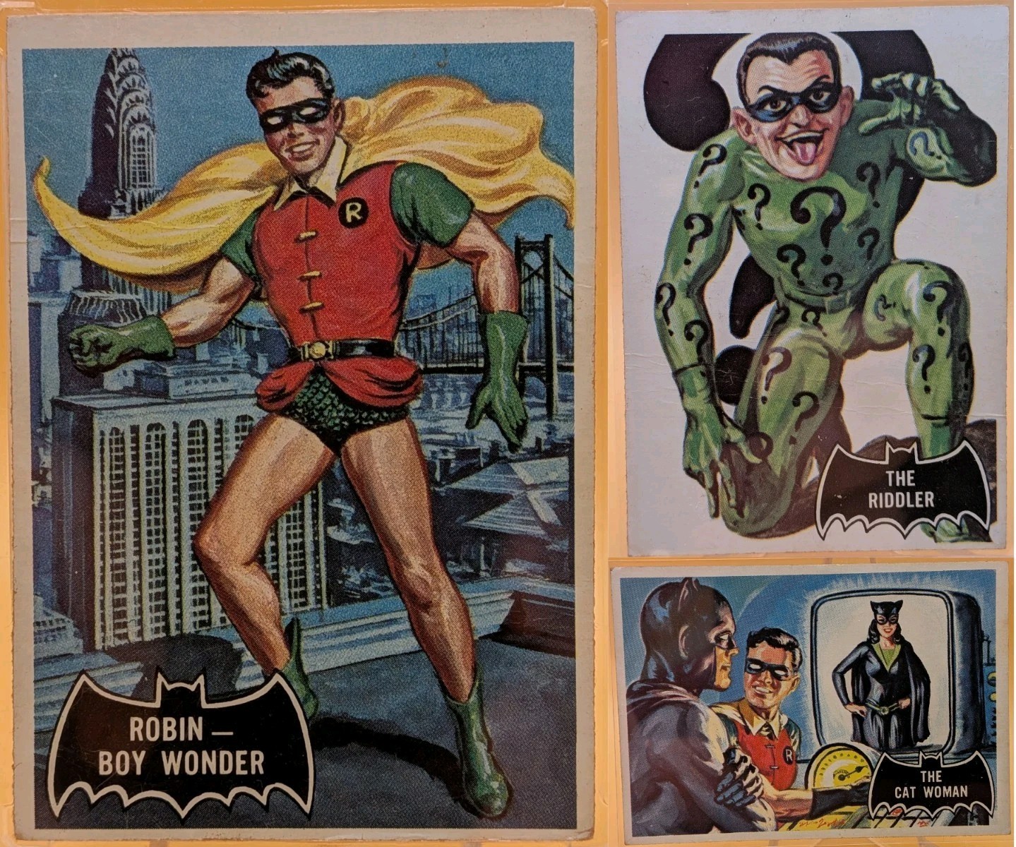 1966 Topps Batman Black Bat 18-Card Lot Robin Riddler Miscut Error Press Variant