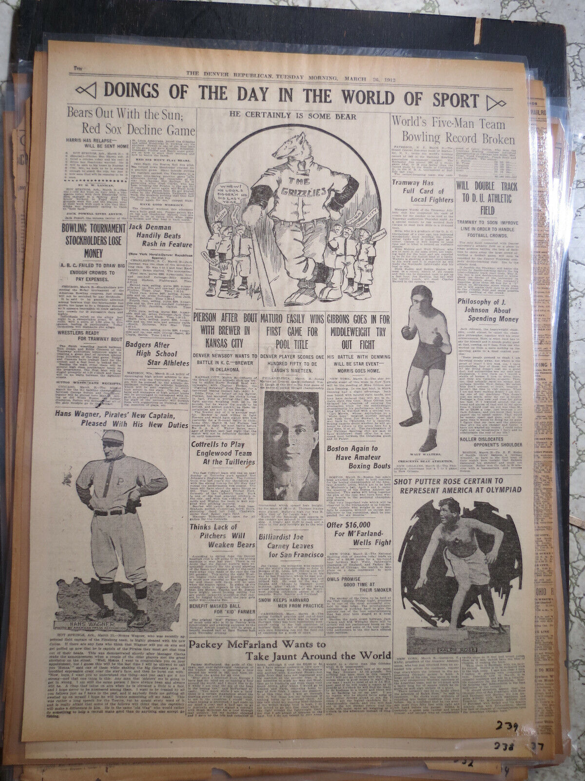 Baseball History Newspaper HANS WAGNER PIREATES NEW CAPTAIN + OLYMPICS ROSE