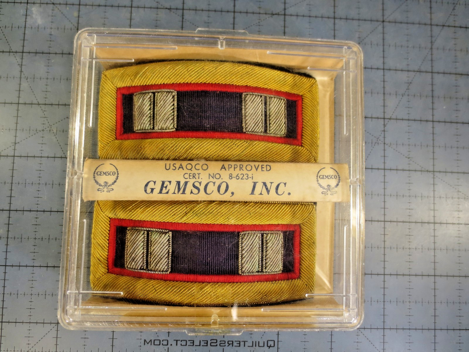 vintage Gemsco, Inc. Army Shoulder Strap: Captain Adjutant General In Case vintage Gemsco, Inc. Army Shoulder Strap: Captain Adjutant General In Case