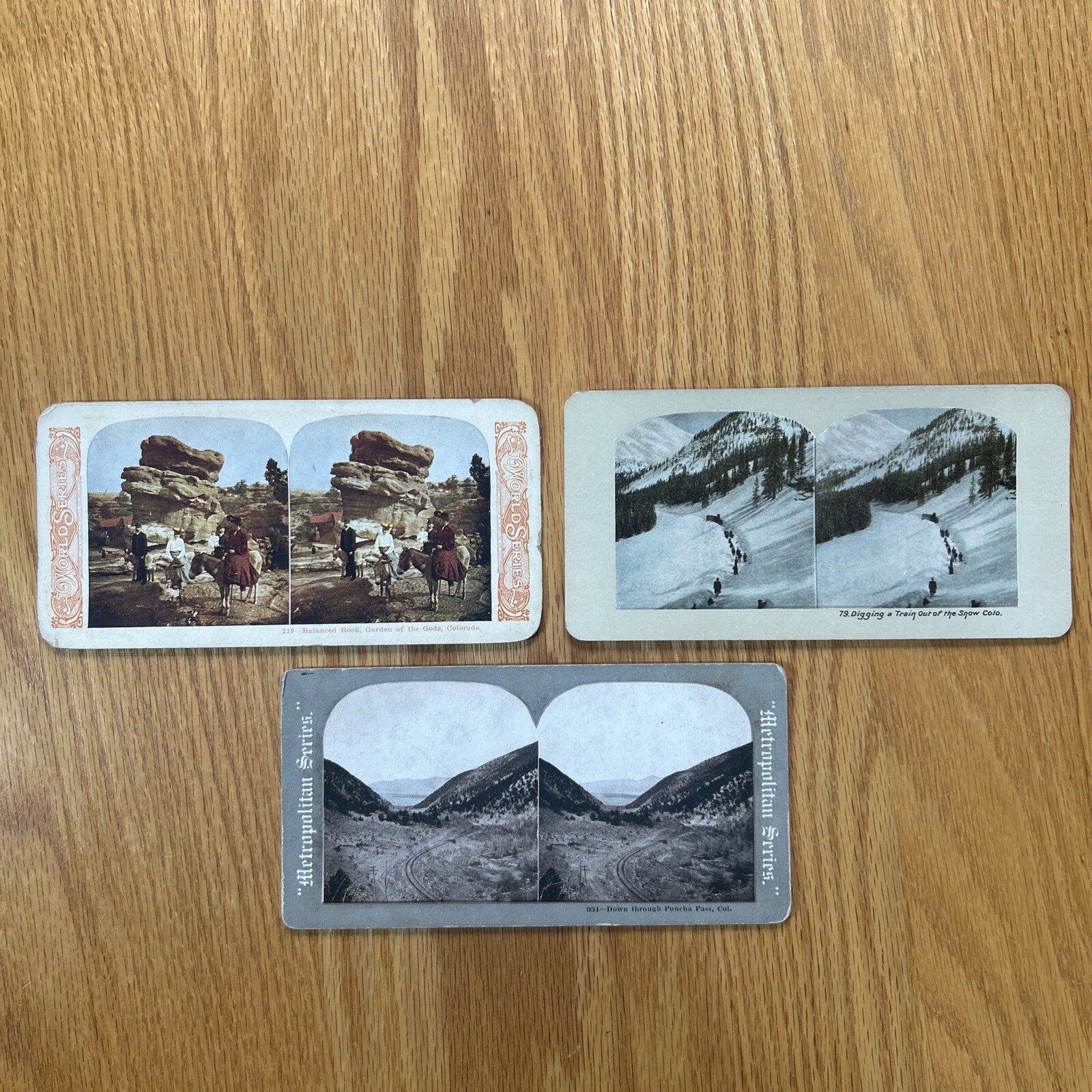Antique Stereoscope Cards Lot Colorado Balanced Rock Poncha Pass Train 3D
