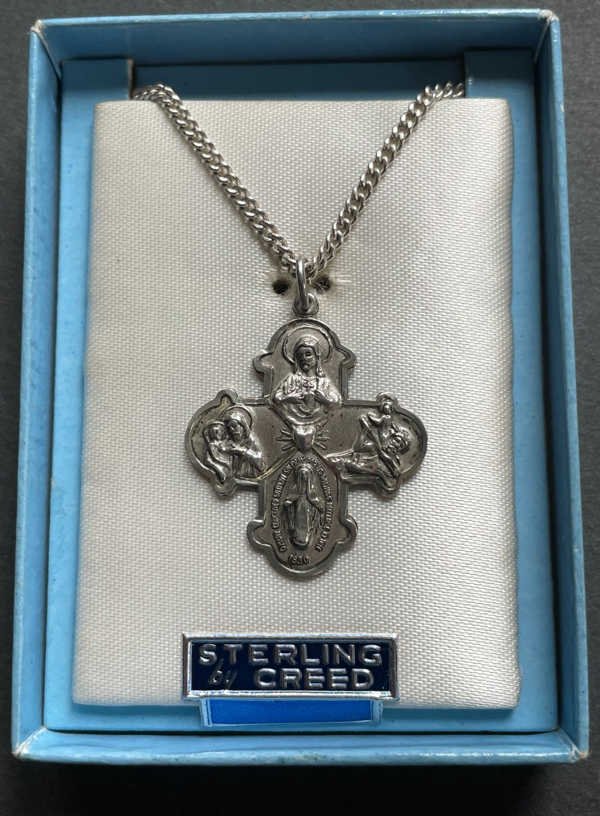 Vintage 925 Sterling Silver Catholic Four Way Creed Medal 11.1 grams