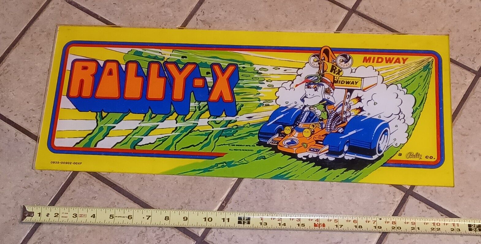 Rare Original Rally X Arcade Video Game Marquee Header Midway