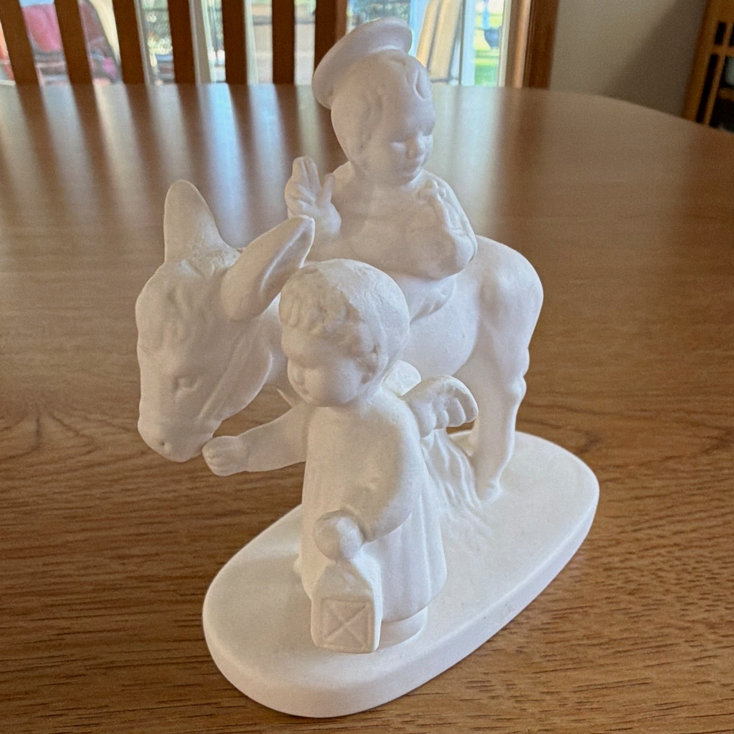 Vintage Goebel HX334 Angel Baby Jesus Donkey White Bisque Figurine W Germany Vintage Goebel HX334 Angel Baby Jesus Donkey White Bisque Figurine W Germany