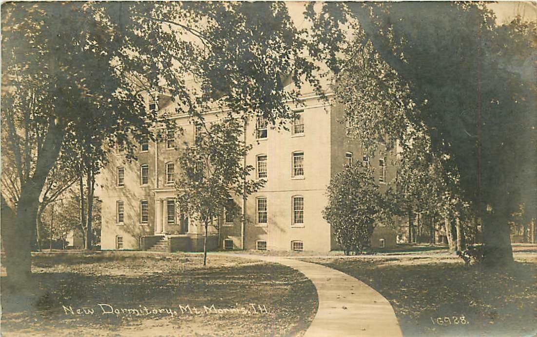 C R Childs Real Photo Postcard New Dormitory, Mt. Morris, Illinois - used 1916