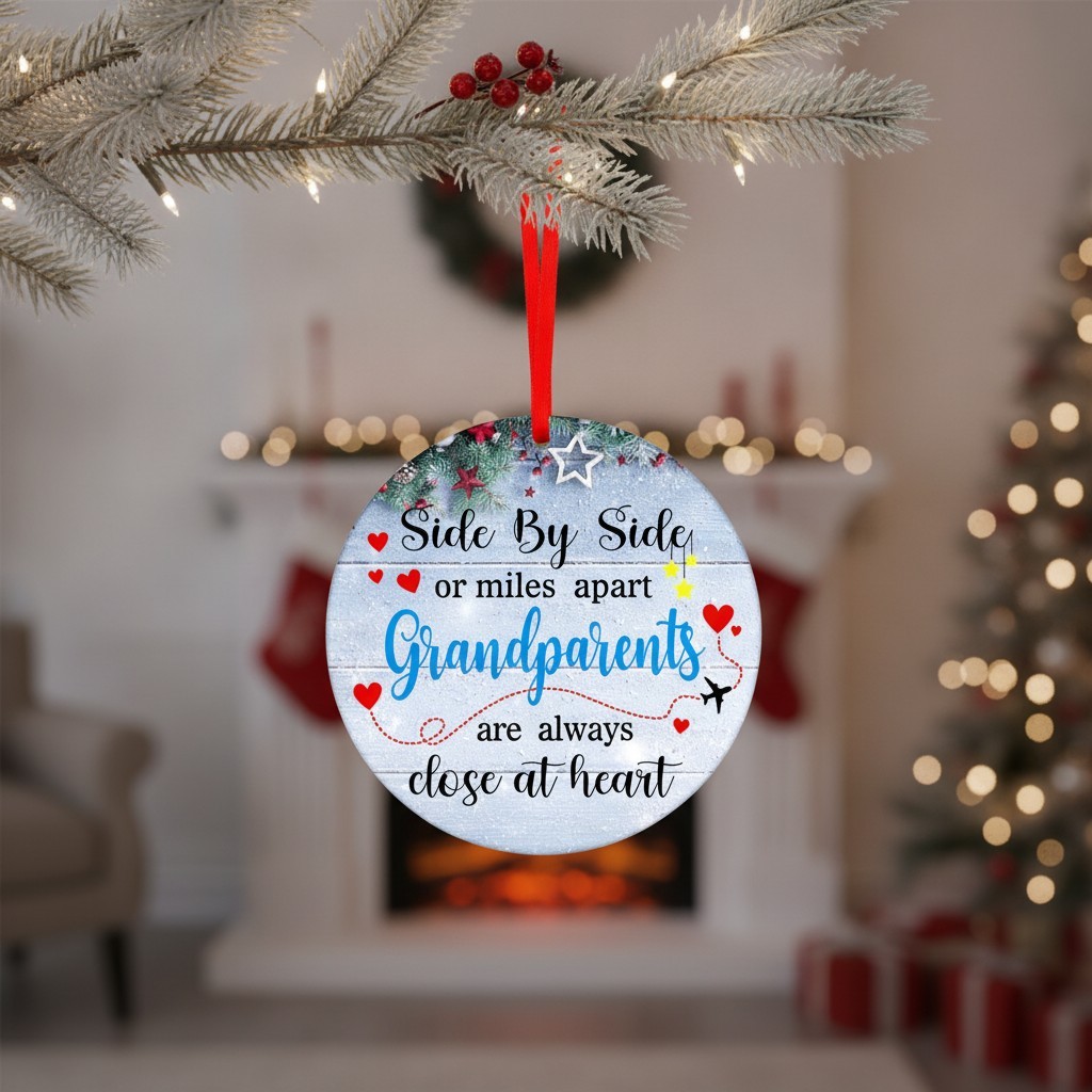 Personalized Grandparents Christmas Keepsake - Heart Ornament with Gift Box