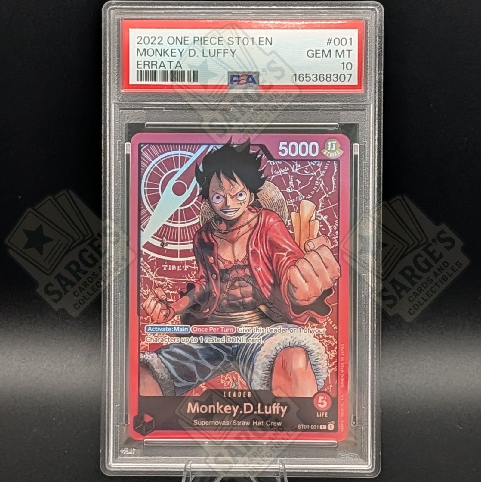 2022 ONE PIECE STARTER DECK ST01-STRAW HAT CREW ERRATA MONKEY D. LUFFY PSA 10
