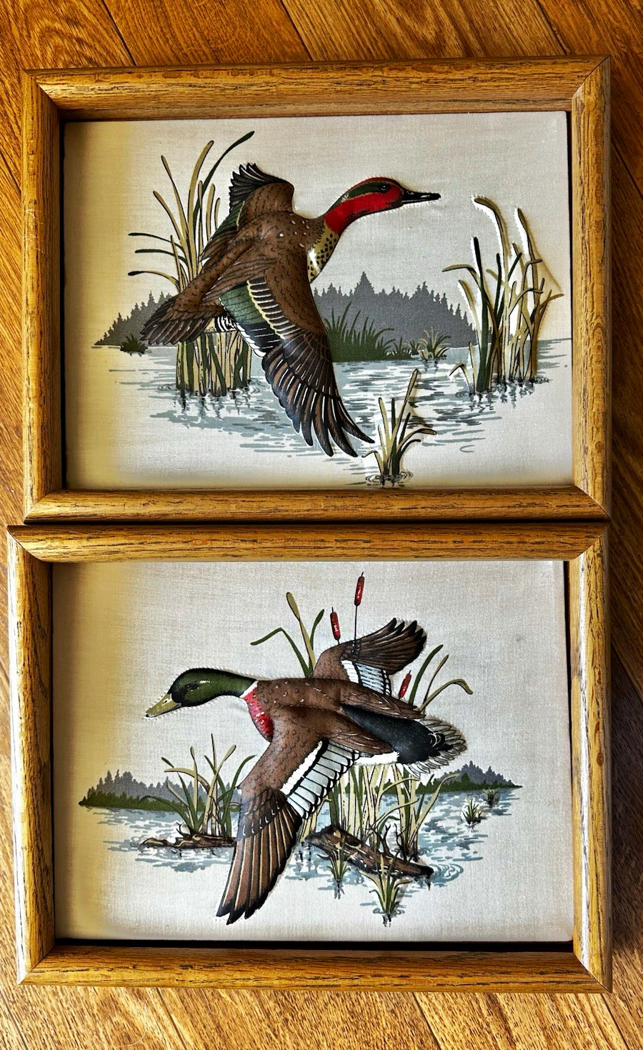 Vintage 3D Padded Fabric Duck Wall Art Pair - Mallard & Teal Waterfowl Marsh Vintage 3D Padded Fabric Duck Wall Art Pair - Mallard & Teal Waterfowl Marsh
