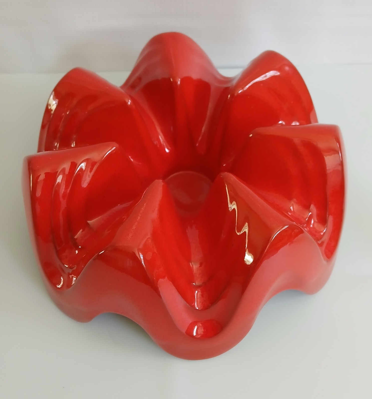 Vtg 1950's MCM Frankoma Flame Red Bean Pot Warmer Many Uses Mint Condition Vtg 1950's MCM Frankoma Flame Red Bean Pot Warmer Many Uses Mint Condition