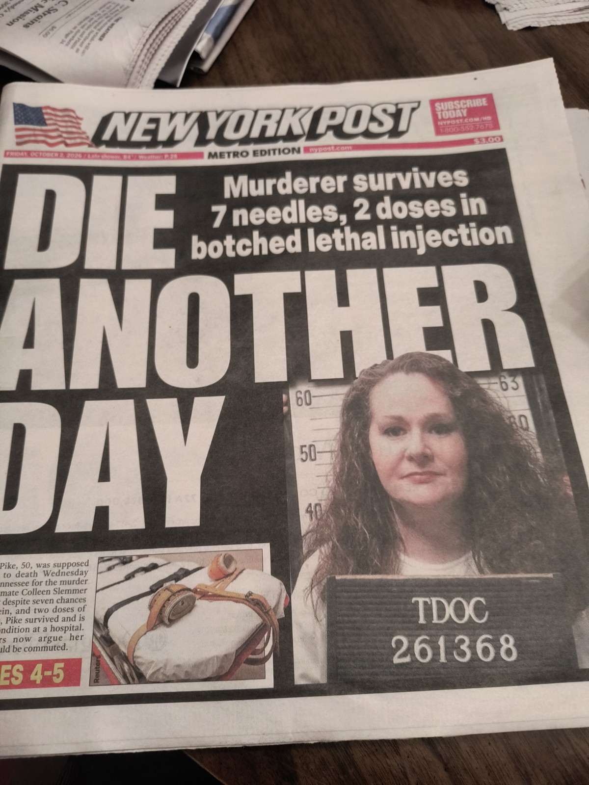The New York Post Friday October 2 2026DIE ANOTHER DAY The New York Post Friday October 2 2026DIE ANOTHER DAY