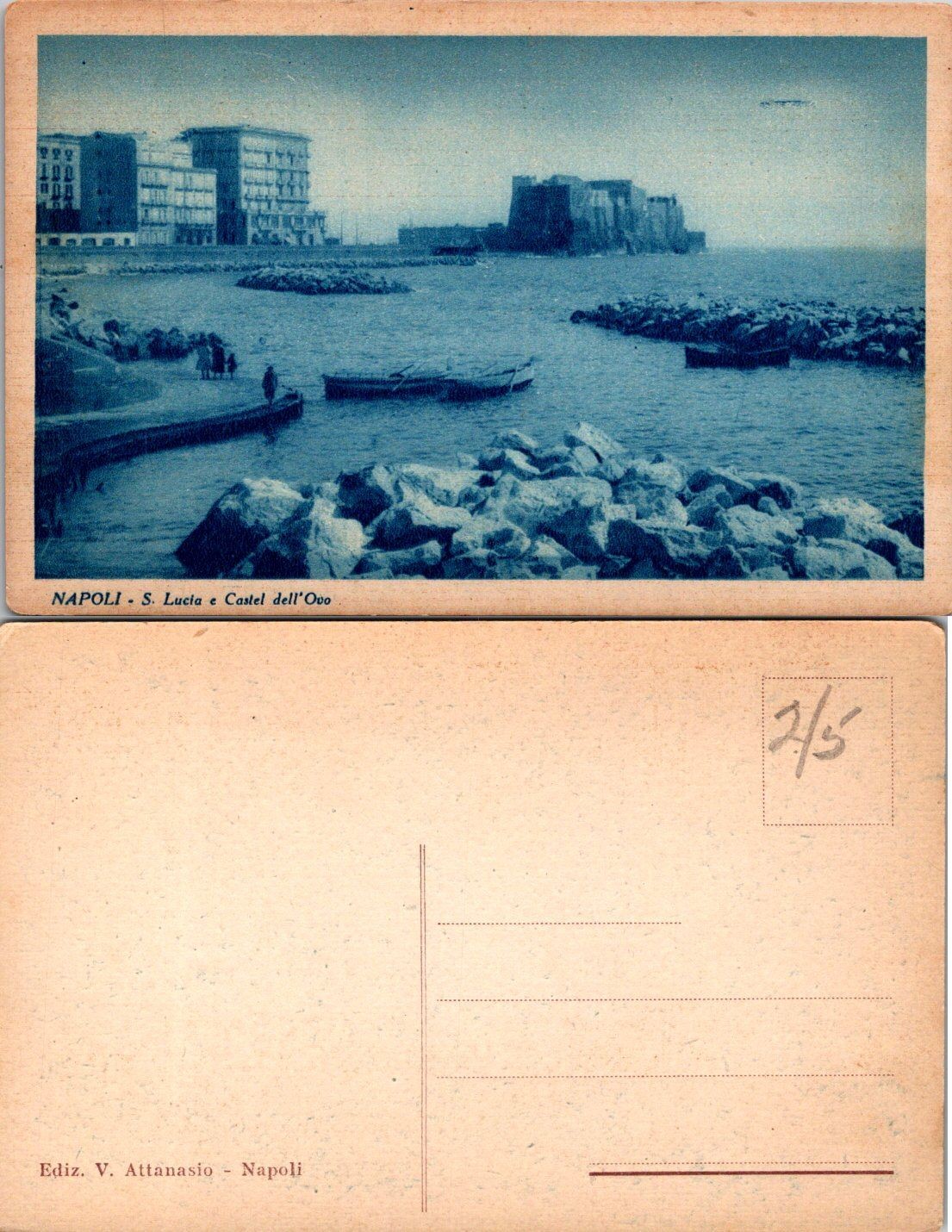 Vintage Napoli S Lucia e Castel dellOvo Postcard Italy Blue Seascape Unposted Vintage Napoli S Lucia e Castel dellOvo Postcard Italy Blue Seascape Unposted