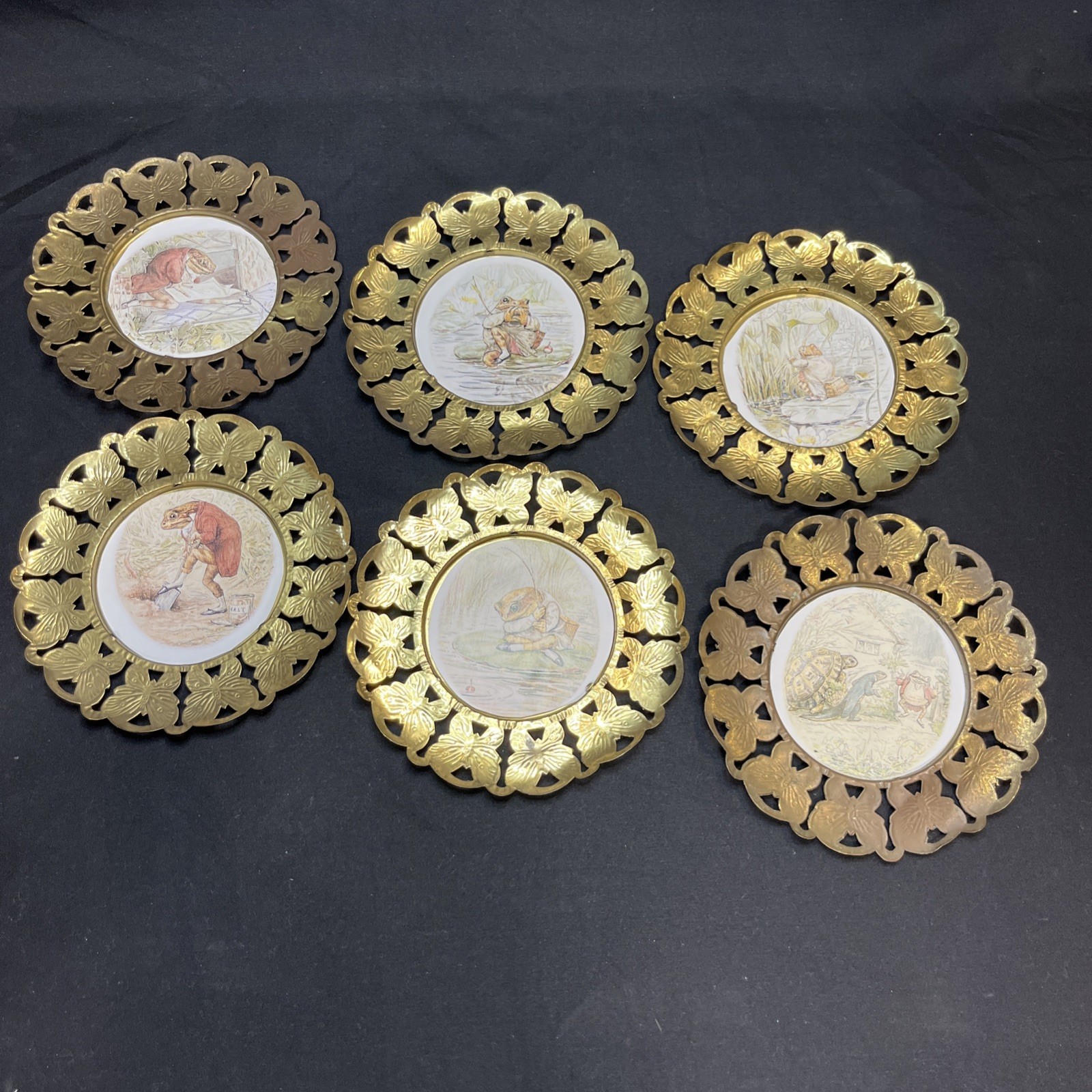 6pc Brass Butterfly Vtg MCM 6\