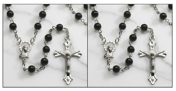 Black Round Glass 6MM Beads Rosary 20\ Black Round Glass 6MM Beads Rosary 20\