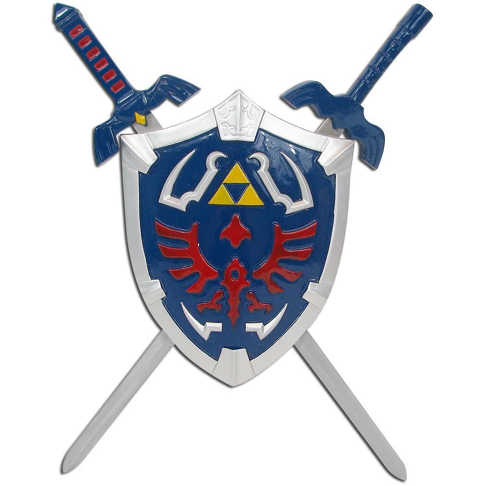 Zelda Hylian Shield & Swords Triforce Wall Mini Display Set Collectible Link Zelda Hylian Shield & Swords Triforce Wall Mini Display Set Collectible Link