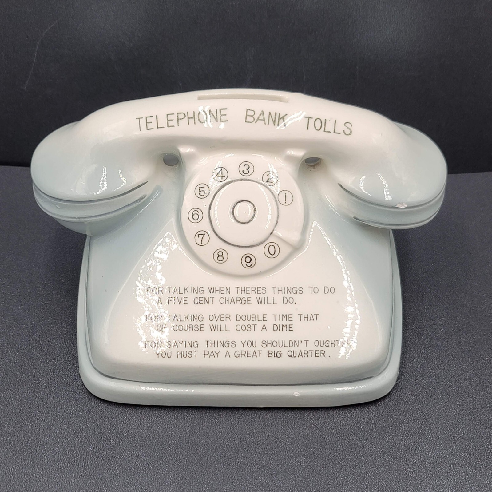 Vintage Ceramic Telephone Bank Tolls Rotary 7\