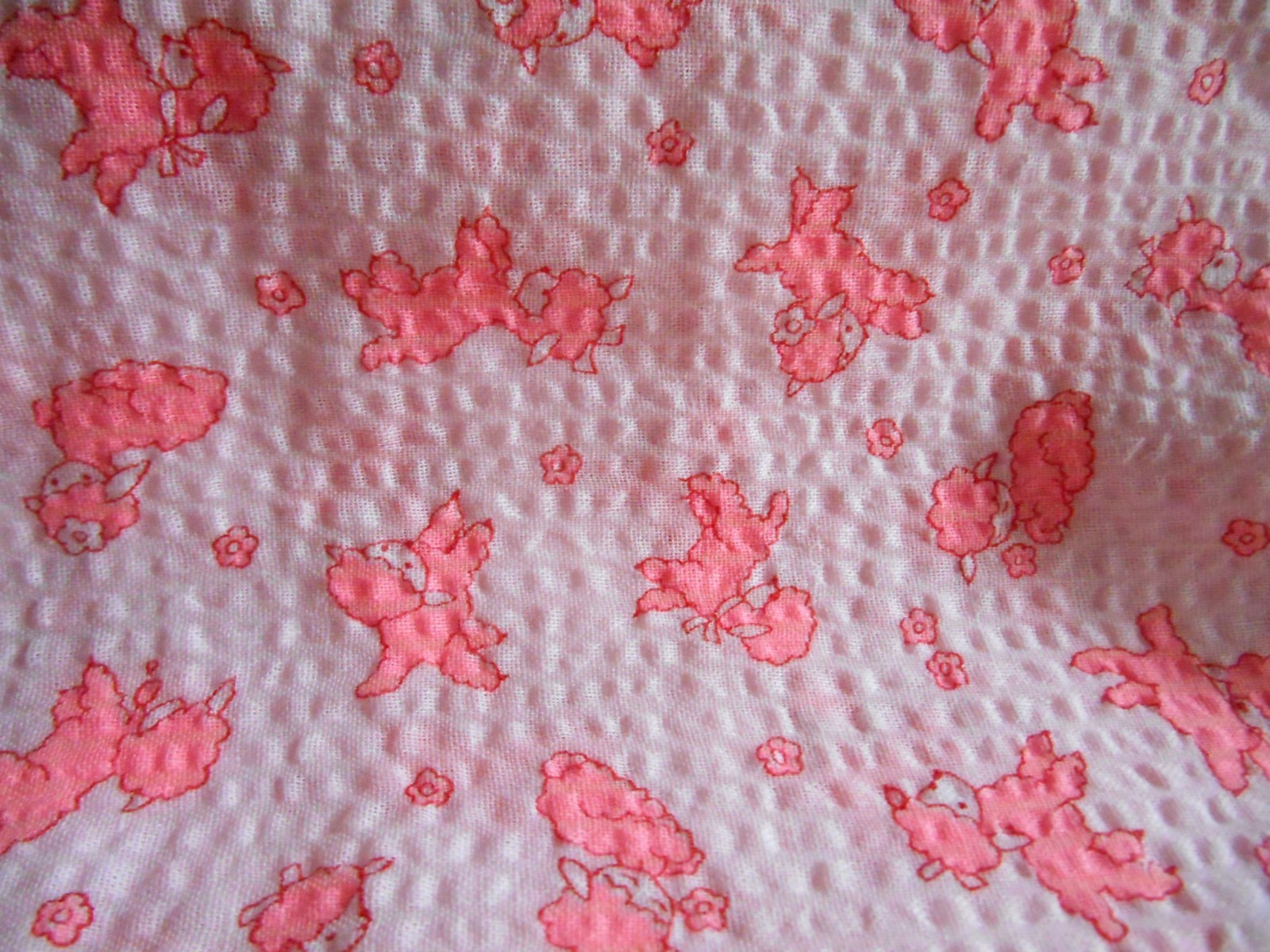 3 Yds Vintage Juvenile Novelty Baby Cotton Nursery Seersucker Fabric PINK LAMBS 3 Yds Vintage Juvenile Novelty Baby Cotton Nursery Seersucker Fabric PINK LAMBS