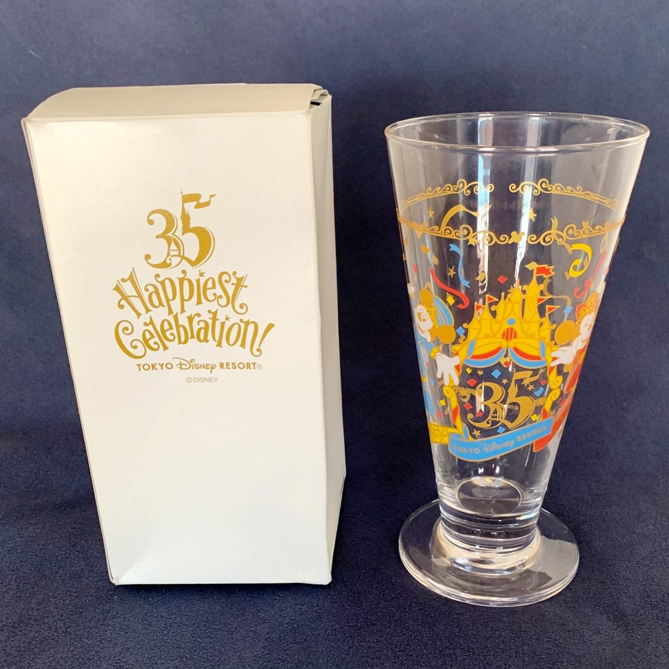 Tokyo Disney Resort 35th Glass Mickey Minnie Footed Pilsner Lounge Souvenir Box
