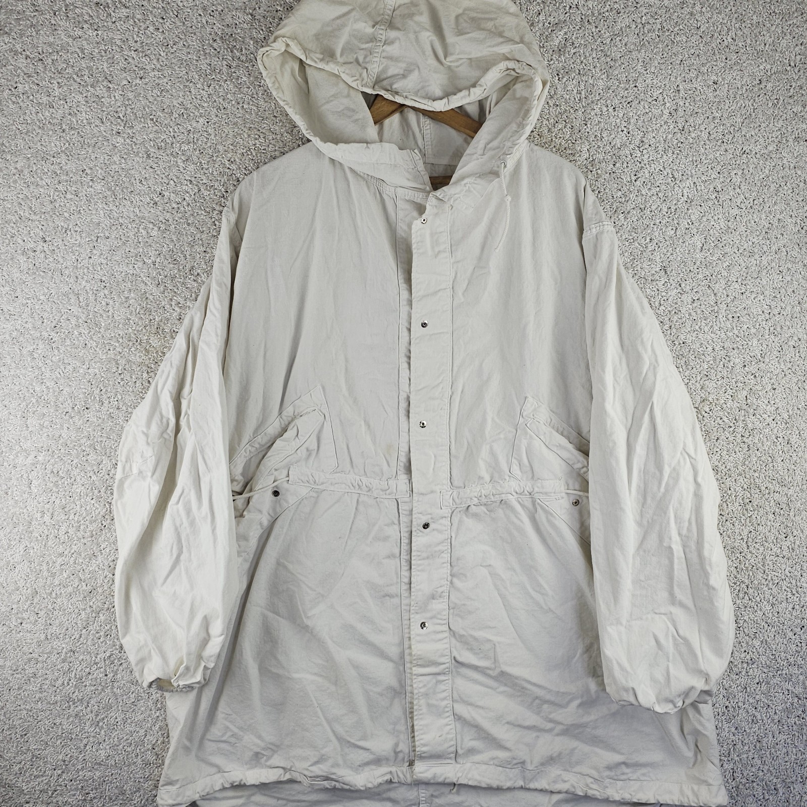 Vtg 1978 US Army White Snow Camo Parka Cotton Oxford Fishtail Overwhites Sz M Vtg 1978 US Army White Snow Camo Parka Cotton Oxford Fishtail Overwhites Sz M