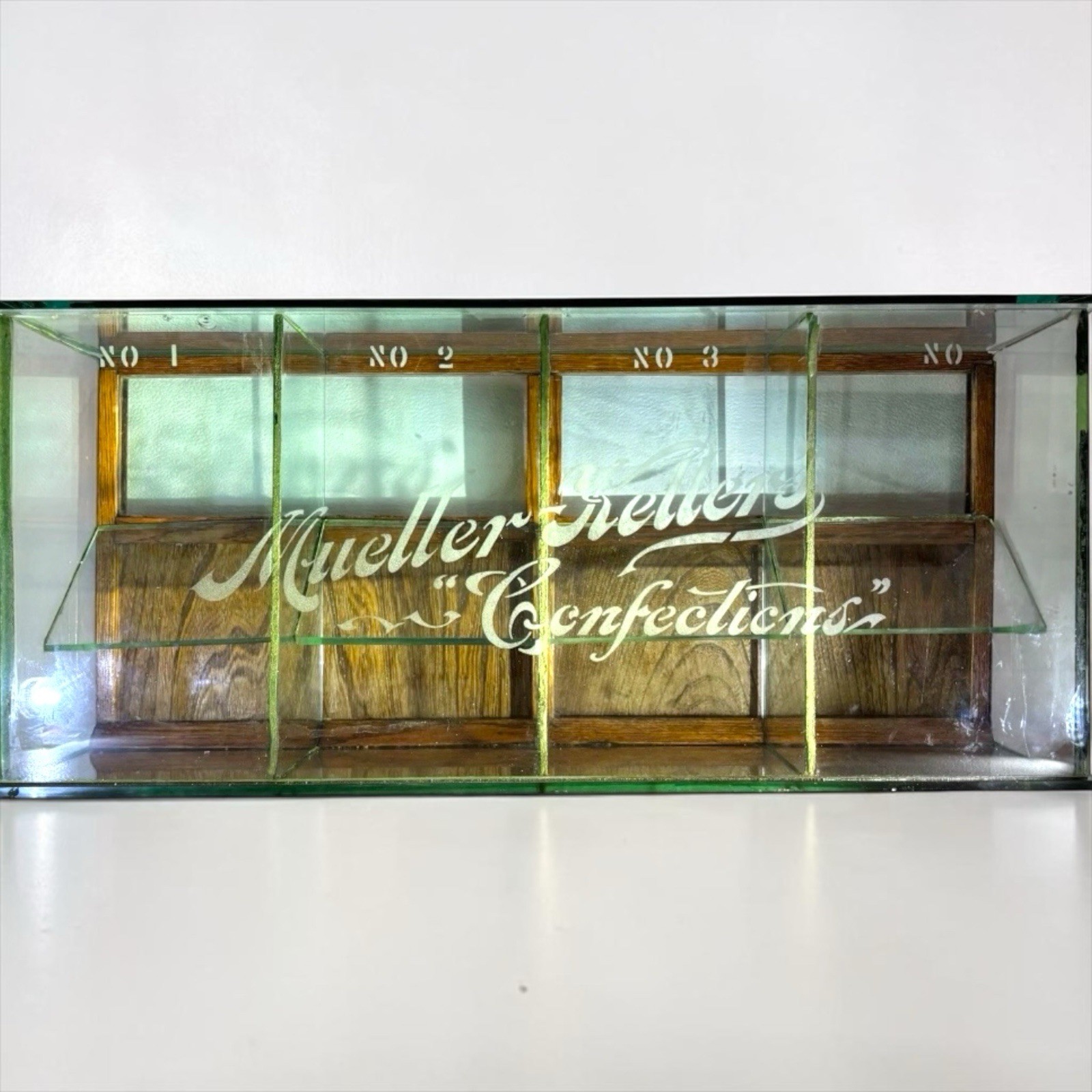 Antique Mueller Kellers Confectionery Candy Store Chocolate Gum Ad Display Case