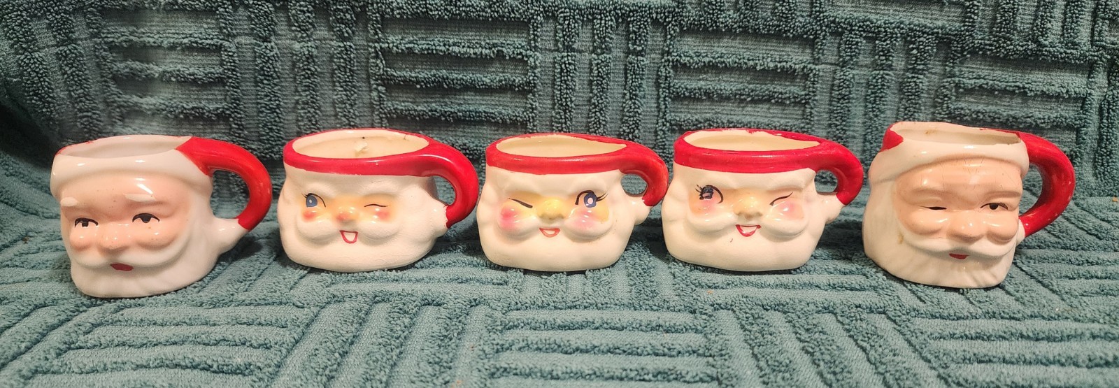 Vintage Holt Howard & Other Japan Winking Santa Mini Mugs Set Of 5 Vintage Holt Howard & Other Japan Winking Santa Mini Mugs Set Of 5