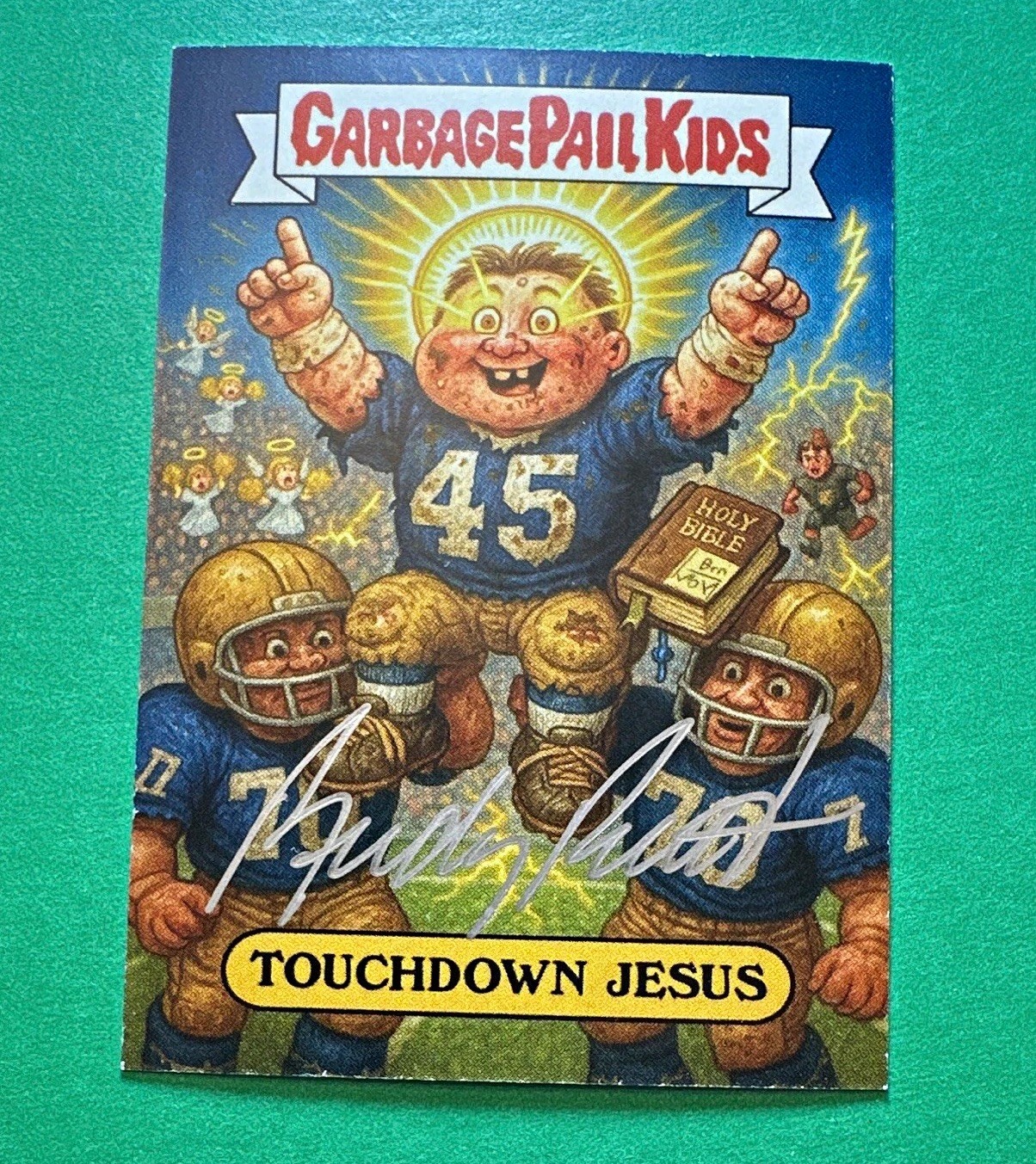 Rudy Ruettiger Garbage Pail Kids “Touchdown Jesus” Autograph Card Prime Time Rudy Ruettiger Garbage Pail Kids “Touchdown Jesus” Autograph Card Prime Time