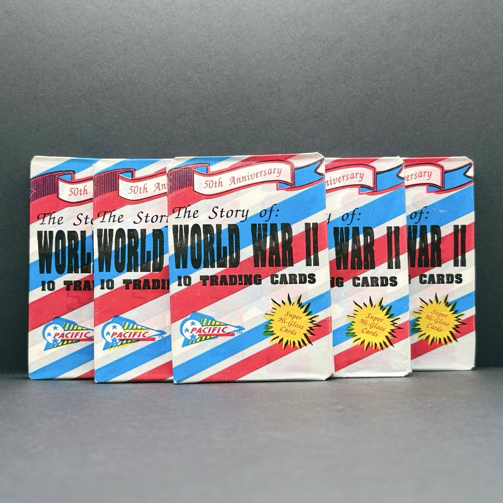 Five (5) 1992 Pacific Trading The Story of: World War II Wax Packs (Sealed) Five (5) 1992 Pacific Trading The Story of: World War II Wax Packs (Sealed)